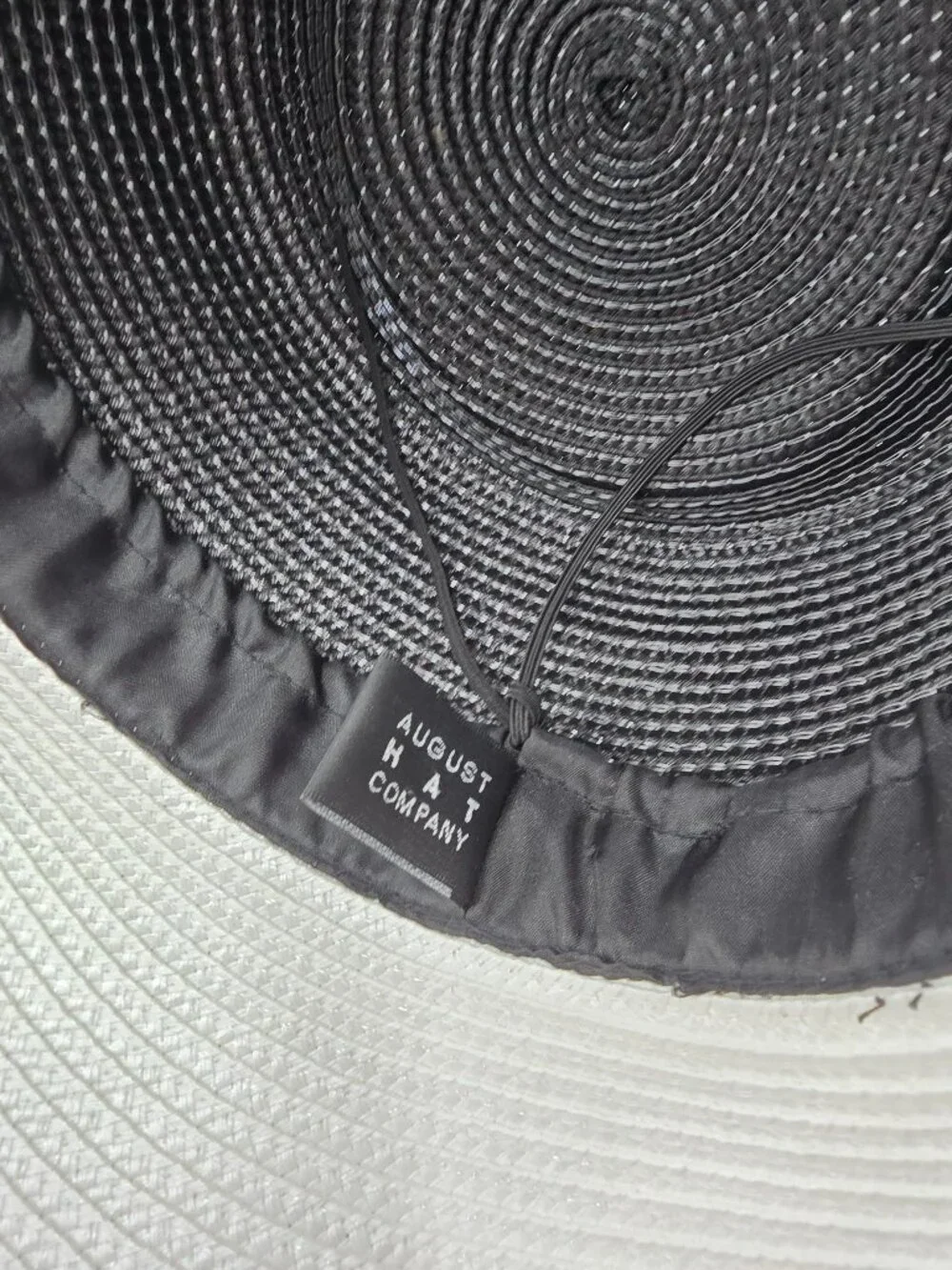 August Hat Company B&W Wide Brim Hat with Polka-Dot & Striped Accent Bow